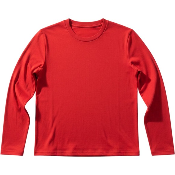 Tops - Womens Red Long Sleeve Crewneck T-Shirt Soft Cotton Blend Basic Top Size Small